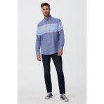 Lee Cooper Carlo Erkek %100 Pamuk Dokuma Gömlek Mavi-Beyaz - XL