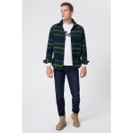 Lee Cooper Cıtymap Erkek Dokuma Uzun Kol Gömlek Yeşil-Sarı Çizgili - 2XL