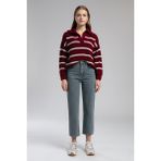 Lee Cooper Cop Kadın Polo Yaka Kazak Mor - Bordo - S