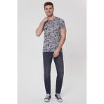 Lee Cooper Drake Erkek Bisiklet Yaka T-Shirt İndigo - Mavi