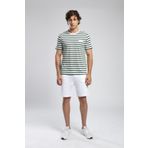 Lee Cooper Eddy Erkek %100 Pamuk O Yaka T-Shirt Ekru-Zümrüt Çizgili