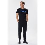 Lee Cooper Elvis Erkek %100 Pamuk Bisiklet Yaka T-Shirt Siyah