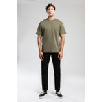 Lee Cooper Erkek O Yaka T-Shirt, Kısa Kollu, Haki, S