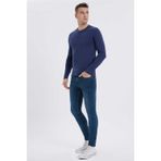 Lee Cooper Faris Erkek %100 Pamuk Bisiklet Yaka Patli Sweatshirt Lacivert