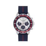 LEE COOPER, GÜMÜŞ KASA, BEYAZ KADRAN, LACİVERT SİLİKON KAYIŞ, QUARTZ, MULTİFONKSİYON, 45MM, 5ATM, ERKEK KOL SAATİ, LC07210.33