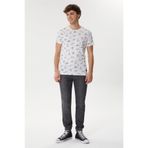 Lee Cooper Hughes Erkek %100 Pamuk Bisiklet Yaka T-Shirt Beyaz