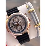 Lee Cooper Italyan Tasarım Bileklik Hediyeli Silikon Kordon 5 Atm Erkek Kol Saati ELC.08238.472 - Standart