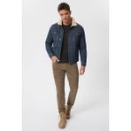 Lee Cooper Leecooper Puebla 12 Erkek Kürklü Jean Ceket - Yeşil - S