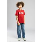 Lee Cooper Londonlogo Erkek Çocuk Basic %100 Pamuk Baskılı Bisiklet Yaka T-Shirt Kırmızı