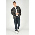 Lee Cooper Merlin Erkek Dokuma Uzun Kol Gömlek Kahve-Oranj - 2XL
