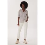 Lee Cooper Mindy Kadın %100 Pamuk Dokuma Gömlek Bej - Beyaz - XS