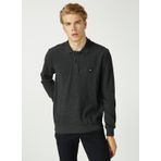 Lee Cooper Polo Yaka Düz Desen Antrasit Erkek Melanj Sweatshirt