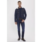 Lee Cooper Puebla 9 Erkek Kurklu Jean Ceket - XL - Mavi