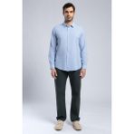 Lee Cooper Raul Erkek Uzun Kol Dokuma Gömlek Mavi-Beyaz - XL