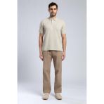 Lee Cooper Rolan Erkek %100 Pamuk Polo Yaka T-Shirt Bej - XXL