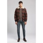 Lee Cooper Santos Erkek Klasik Yaka %100 Pamuk Mont Haki Bordo - 2XL