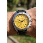 Lee Cooper Spor Erkek Kol Saati | 45 mm Çelik Kasa, Sarı Kadran, Silikon Kordon, 5 Atm - Siyah - Sarı