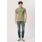 Lee Cooper Town Erkek %100 Pamuk O Yaka T-Shirt Açık Haki