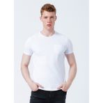 Lee Cooper Twingo Erkek %100 Pamuk Bisiklet Yaka Pike T-Shirt Beyaz - 2XL