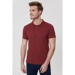 Lee Cooper Twins Erkek %100 Pamuk Polo Yaka T-Shirt Bordo