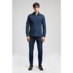 Lee Cooper Worner 4 Erkek Jean Gömlek Denim - Mavi - 2XL
