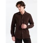 Lee Cooper Wornes Erkek Kadife Uzun Kol Gömlek - Kahve - 2XL