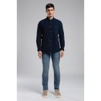 Lee Cooper Wornes Erkek Kadife Uzun Kol Gömlek Lacivert - Mavi - 2XL