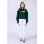 Lee Cooper Zaye Kadın %100 Pamuk Kapüşonlu Sweatshirt Zümrüt Yeşili