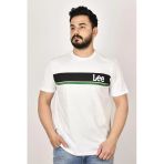 Lee L211918102 Erkek Beyaz Önü Yazılı Bisiklet Yaka T-Shirt