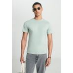 Lee L60UFQ303 Lee Erkek Basic Bisiklet Yaka T-Shirt Mist Green - Yeşil - XS