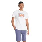 Lee Lightweight SS XM Wobbly Logo Crew Neck Bisiklet Yaka T-shirt Erkek T-shirt, Kırık Beyaz, S