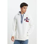 Lee Loose Fit Rahat Kesim Kırık Beyaz Erkek Kapüşonlu Sweatshirt