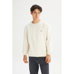 Lee Regular Fit %100 Pamuk Şardonlu Kırık Beyaz Erkek Sweatshirt L81Iry102