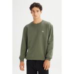 Lee Regular Fit Normal Kesim %100 Pamuk Bisiklet Yaka Erkek İçi Polarlı Haki Sweatshirt
