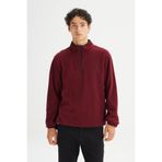 Lee Regular Fit Normal Kesim Dik Yaka Fermuarlı Erkek Bordo Sweatshirt Polar