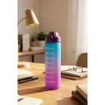 leela Home Renkli Cam Motivasyon Matarası 550 ml - Mor