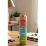leela Home Renkli Cam Motivasyon Matarası 550 ml - Pembe
