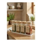 leelaHOME 4'lü Set Ahşap Desenli Standlı Kare Baharatlık 140 ML - Açık Kahve
