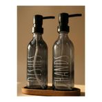 leelaHOME Ahşap Standlı Sıvı Sabunluk, Siyah, 330 ML, 2 Adet