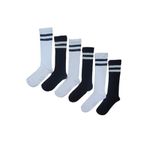 Leement socks Bayan 6 Çift Dizaltı Şeritli Pamuklu Uzun Çorap Asorti 36-39