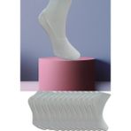 Leement Socks Dikişsiz 12 Çift Penye Görünmez Babet Çorap Slikon Kaydırmaz Bantlı - Beyaz - 36 - 40