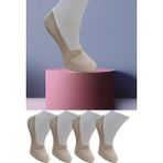 Leement Socks Dikişsiz 4 Çift Penye Görünmez Babet Çorap Slikon Kaydırmaz Bantlı - Ten - 41 - 45