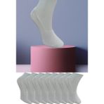 Leement Socks Dikişsiz 8 Çift Penye Görünmez Babet Çorap Slikon Kaydırmaz Bantlı - Beyaz - 36 - 40