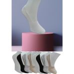 Leement Socks Dikişsiz 8 Çift Penye Görünmez Babet Çorap Slikon Kaydırmaz Bantlı - Çok Renkli - 41 - 45