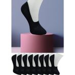 Leement Socks Dikişsiz 8 Çift Penye Görünmez Babet Çorap Slikon Kaydırmaz Bantlı - Lacivert - 41 - 45