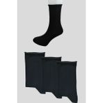 Leement Socks Erkek 3 Çift Pamuklu Lastiksiz Çorap Dikişsiz Burun - Siyah - 40 - 45