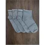 Leement Socks Erkek 4 Çift Lastiksiz Çorap Burun Dikişsiz Pamuklu Yarım Konç - Gri - 40 - 45