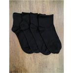 Leement Socks Erkek 4 Çift Lastiksiz Çorap Burun Dikişsiz Pamuklu Yarım Konç - Siyah - 40 - 45