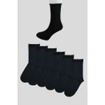 Leement Socks Erkek 6 Çift Pamuklu Lastiksiz Çorap Dikişsiz Burun - Siyah - 40 - 45