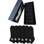 Leement Socks Erkek Bambu 6 Çift Düz Burun Dikişsiz Kısa Patik Çorap Rahat Lastik - Siyah - 40 - 45